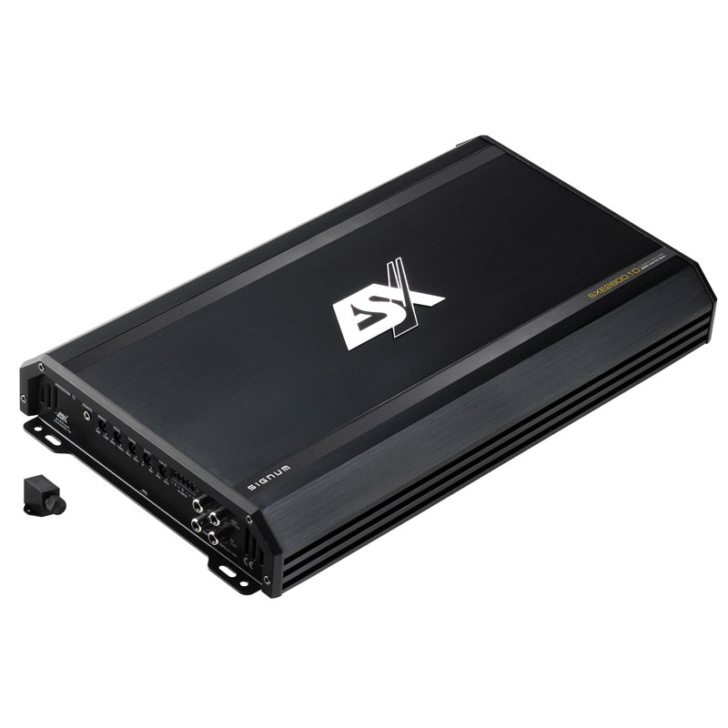 SXE2800.1D-01 Black ESX Signum SXE2800.1D monoblock amplifier with remote control knob at Apex Automotive UK